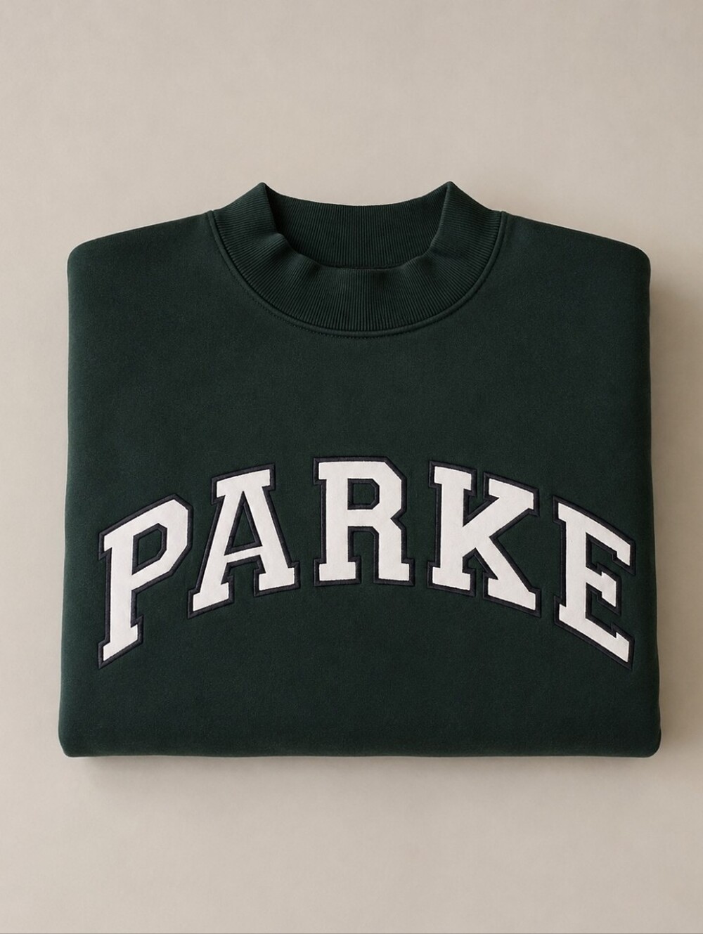 Parke Forest Green + White Letters Fleece Varsity Mockneck LXL- Nwt